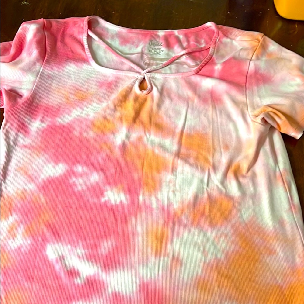 Justice Pink and Orange Tie-Dye Top